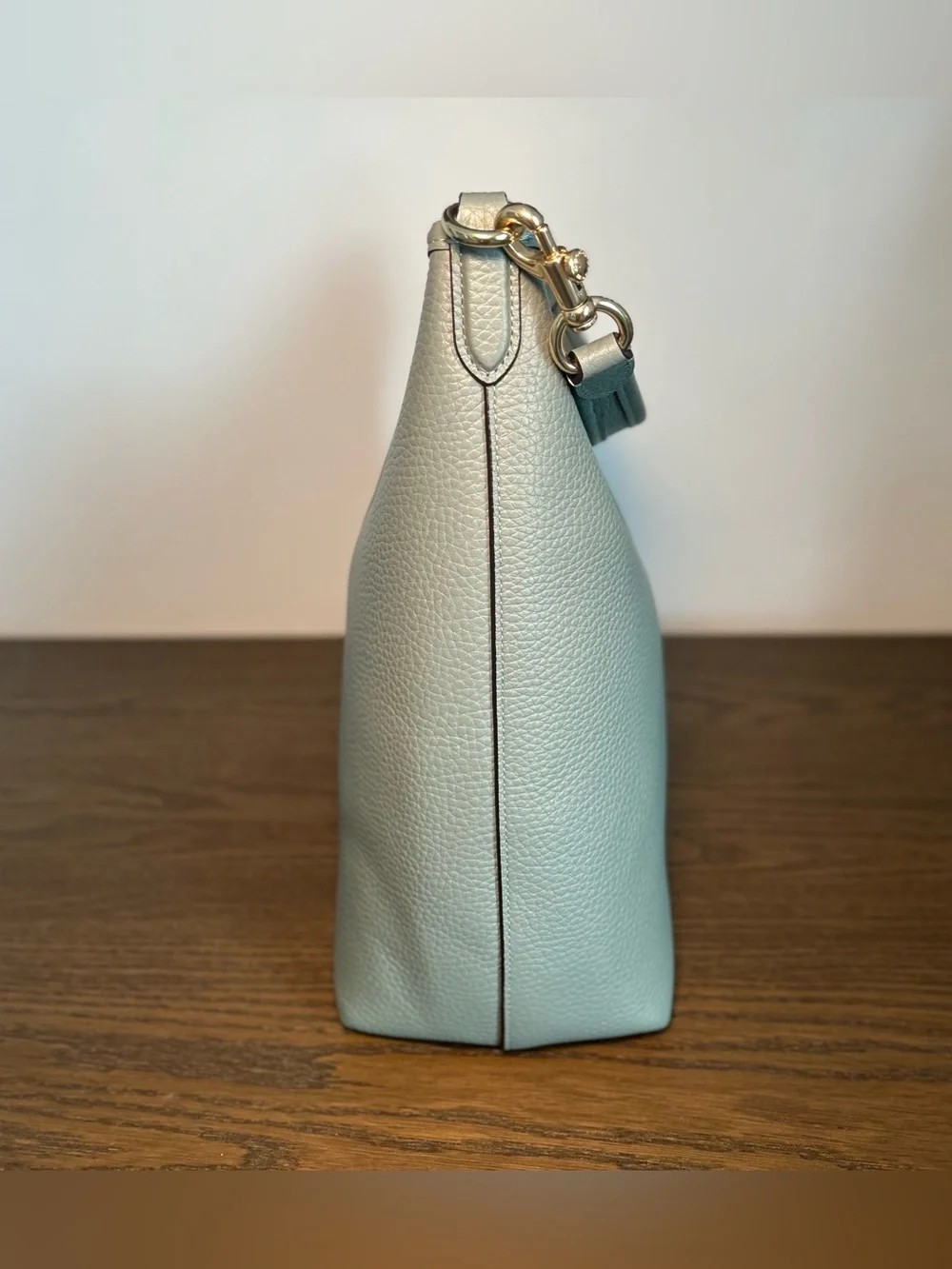 Coach Large Laurel Shoulder Crossbody Bag + Matching Wristlet Sage Green Pebble
